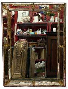 Antiquités: Antiguo espejo veneciano, cornucopia. S. XIX. 87x67. Rareza